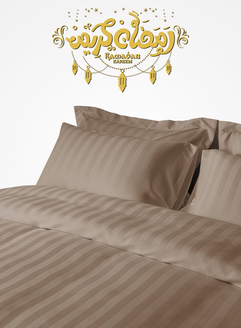 سيد المنسوجات المنزلية غطاء لحاف فندقي مزدوج من مايكروفايبر، يناسب سرير بحجم 200 سم × 200 سم، 6 قطع، بتصميم خطوط فندقية - Image 1